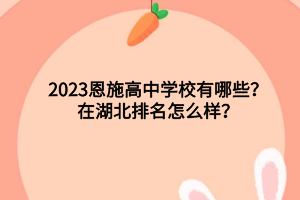 2023恩施高中学校有哪些？在湖北排名怎么样？