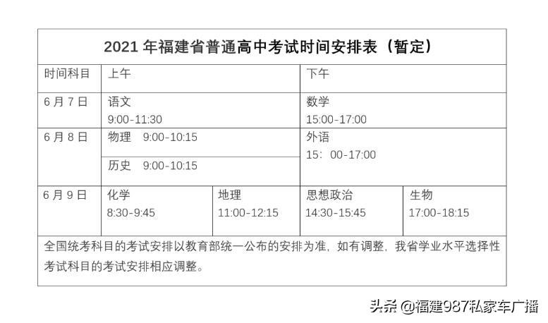 福建高考安排表_福建高考安排_福建高考安排时间表最新