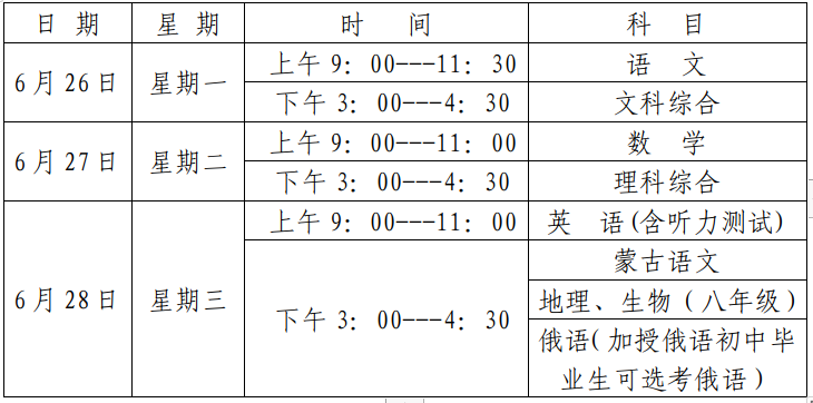 包头的中考时间_中考包头时间2024_包头中考时间