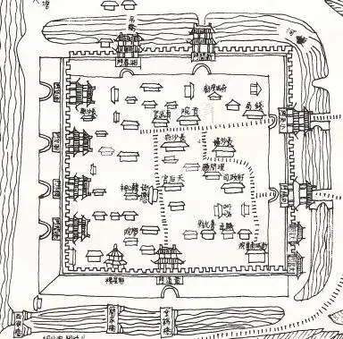 清乾隆《长沙府志》“府城图”（局部）上，东南角城头标有天心、文昌二阁。图片来源：微天心